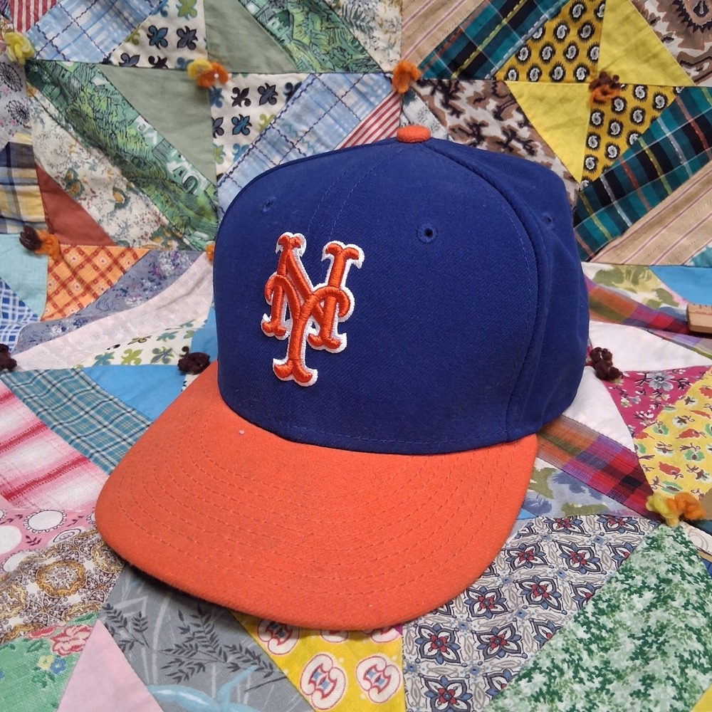 NY Mets‎ New Era 59Fifty Fitted On Field MLB Cap Size 7 1/8 Blue Embroidered